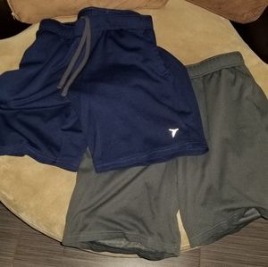 2 pair Old Navy athletic shorts. One navy, one grey.